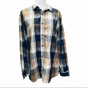 Rip Curl Men’s Slim Fit Plaid Casual‎ Button Up, Size Large